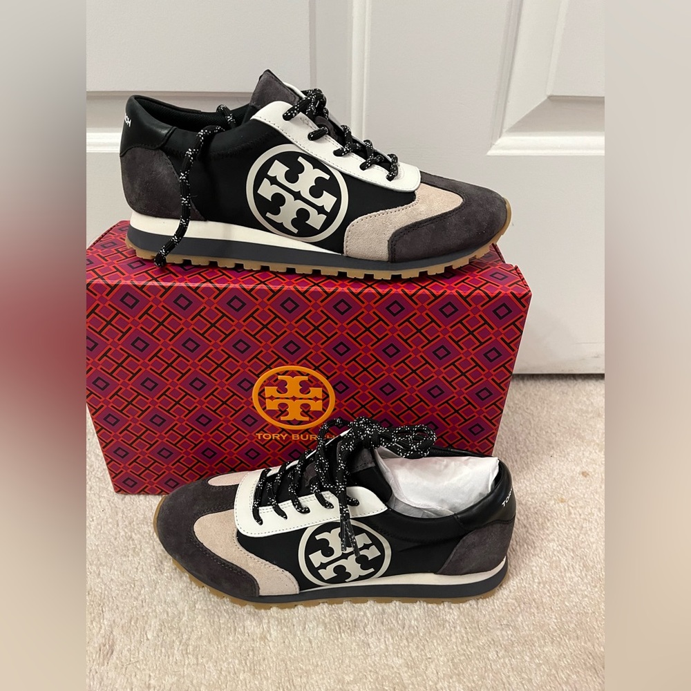 Tory Burch Vintage Black Annie Nylon Sneaker Sz 7.5